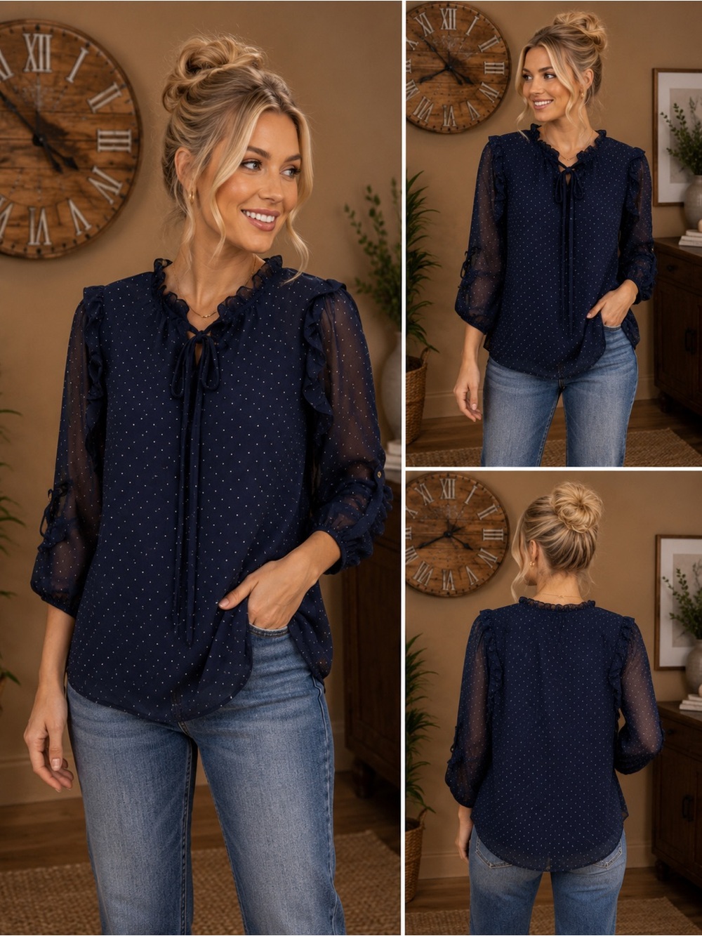 NWT Stitch Collection Navy Top